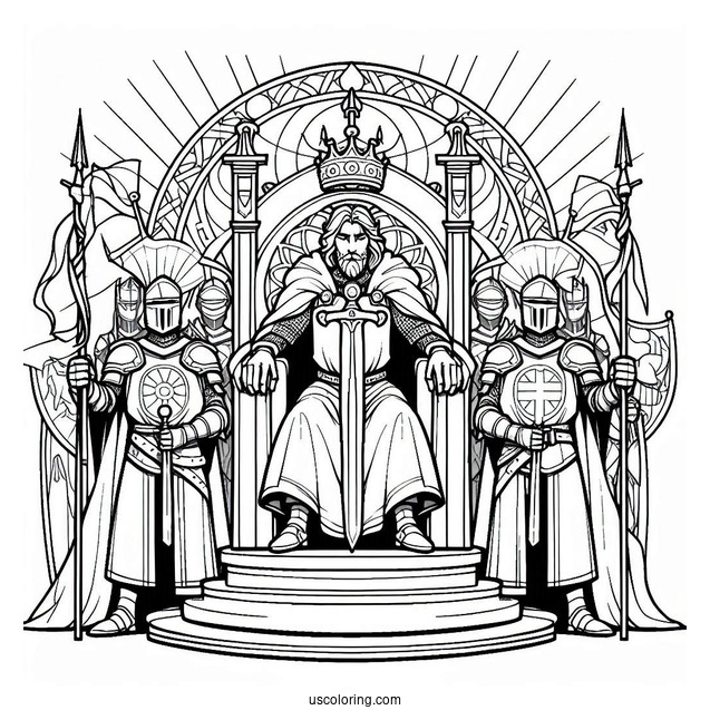 Coloring Page Of King Arthur And Knights Of The Round Table