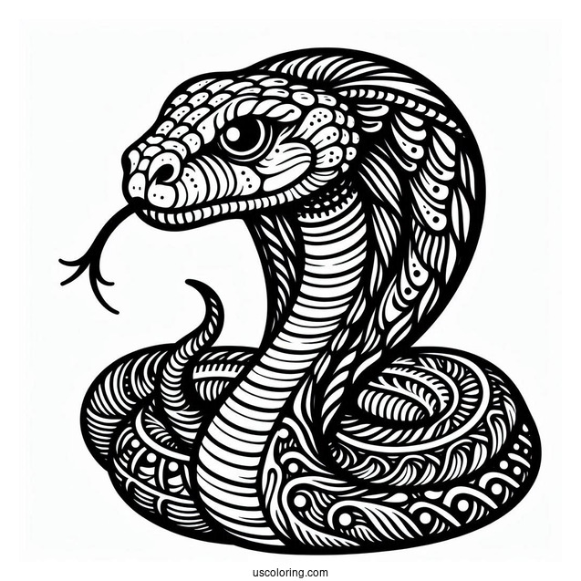 Detailed Cobra Snake Head With Fangs Out