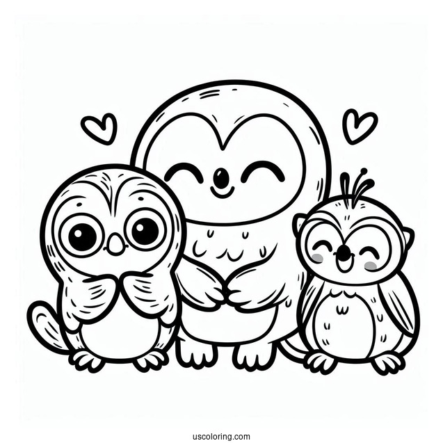 Cute Smiling Critters Coloring Page Characters For Preschoolers