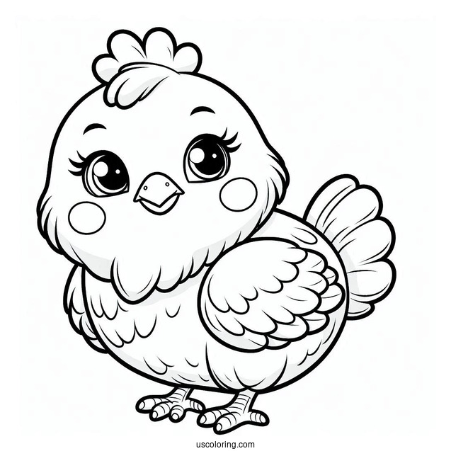 Smiling Chicken Coloring Sheet For Kids