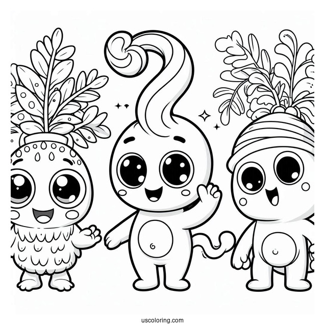 Sprunki Coloring Page Of Simon, Raddy, Durple, And Vineria For Kids