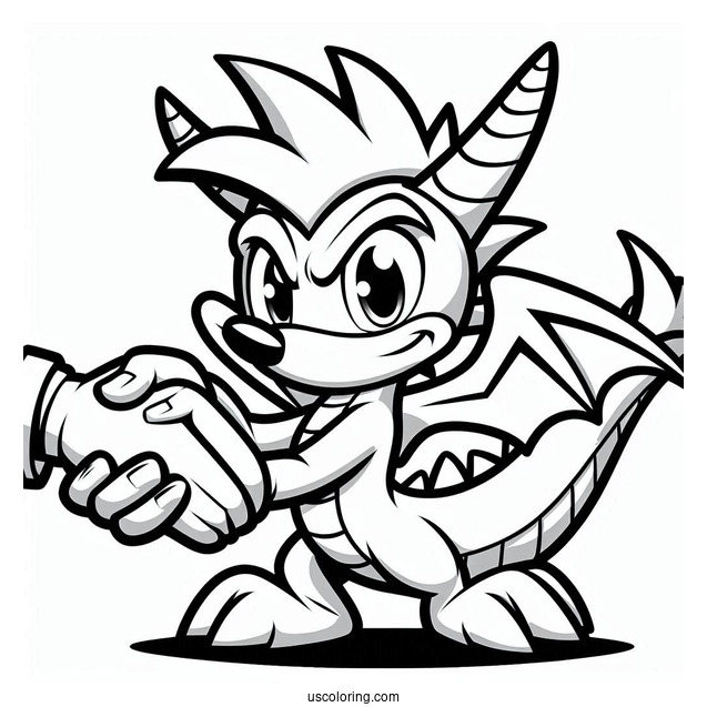 Sypro Coloring Page Shaking Hands With Sonic