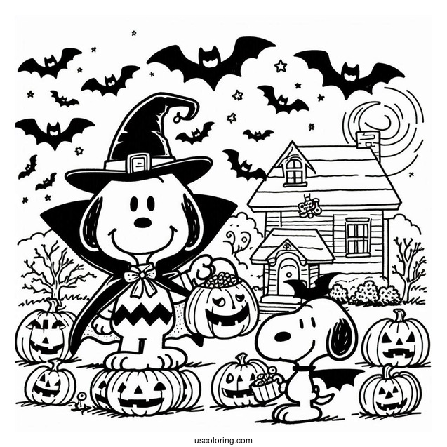 Halloween Vampire Themed Snoopy To Color