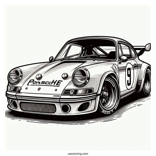 Vintage Porsche Race Car Coloring Page