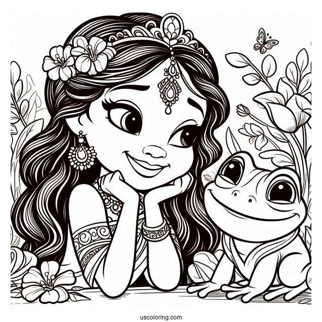 Easy Tiana And Naveen Coloring In For Kids