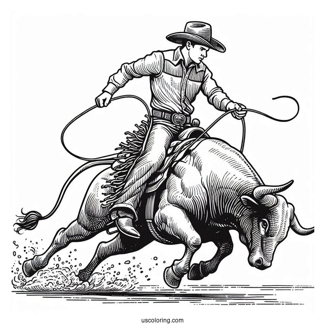 Rodeo Cowboy On Bull
