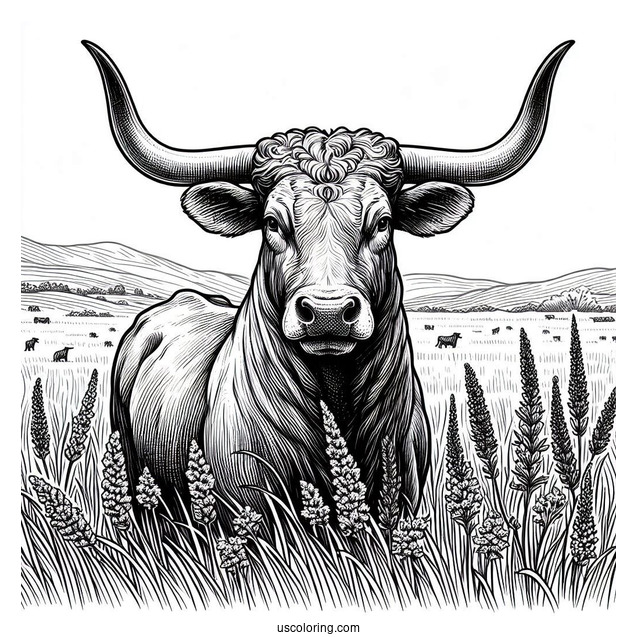 Texas Longhorn In The Field