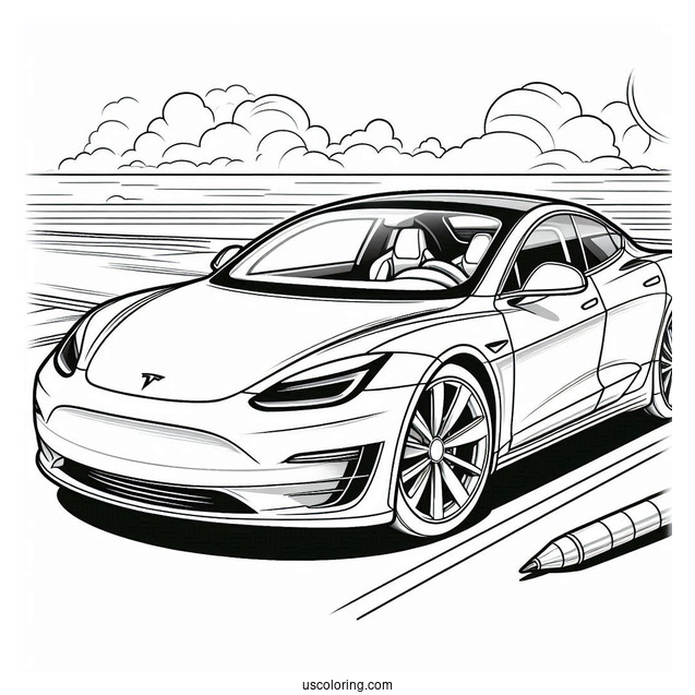 Tesla Roadster Coloring Page