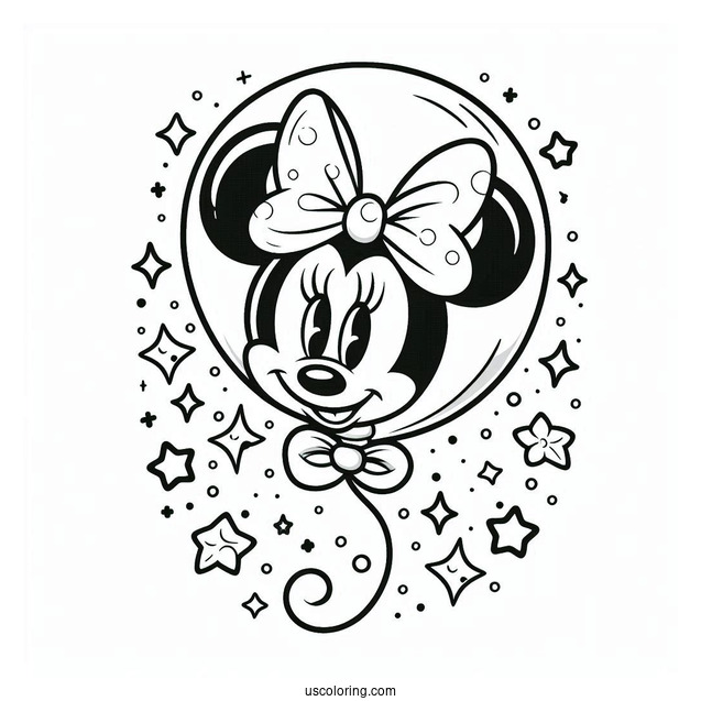 Minnie Mouse Balloon Coloring Sheet