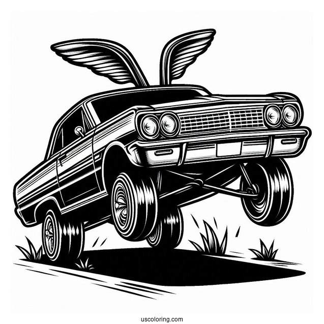 Hopping Impala Lowrider Coloring Page