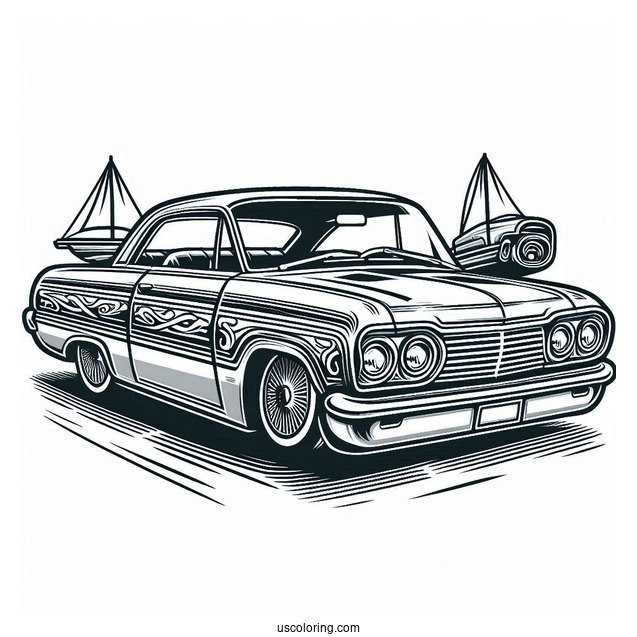 Impala Lowrider Coloring Page With Custom Design