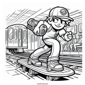 Subway Surfers Coloring Page Fresh Carrying A Stereo