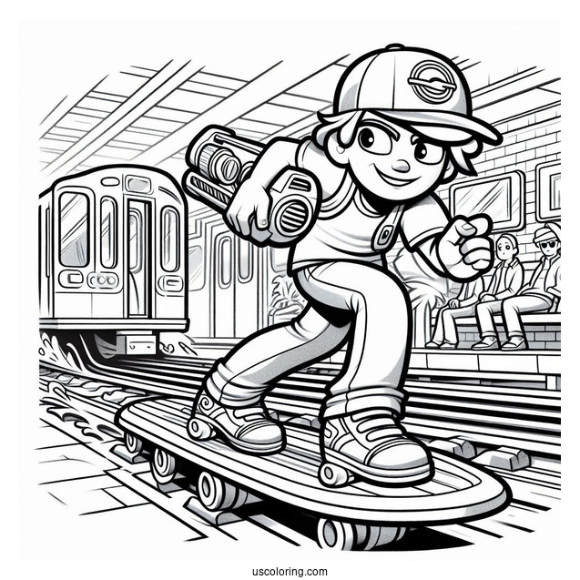 Subway Surfers Coloring Page Fresh Carrying A Stereo