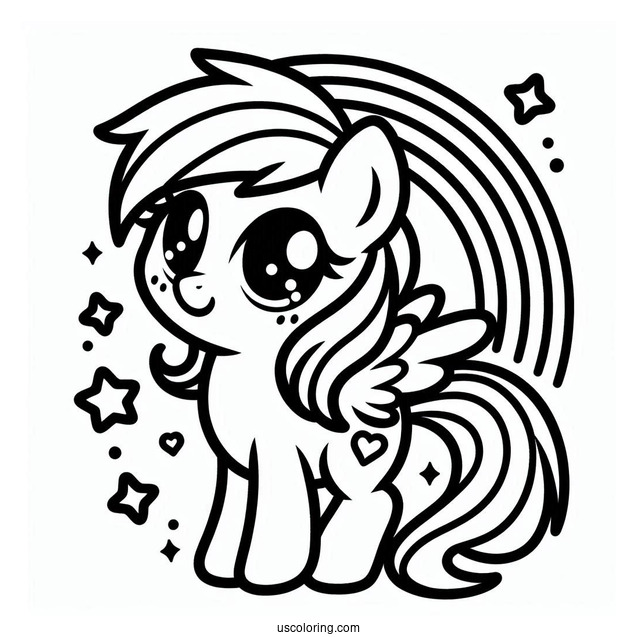 Kawaii Rainbow Dash Outline For Kids