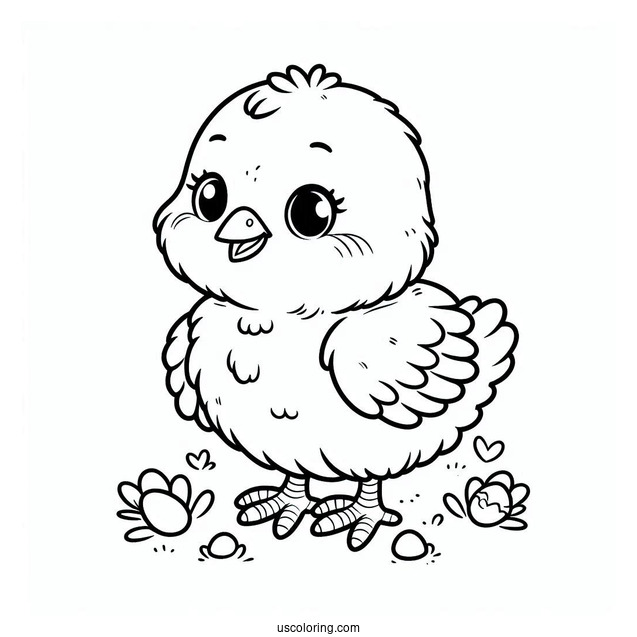 Adorable Baby Chick Coloring Sheet For Kids