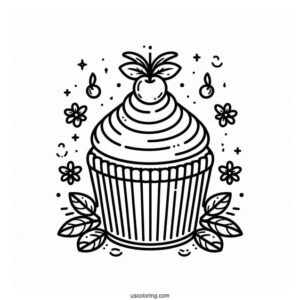 Easy Outline Of a Cupcake To Color