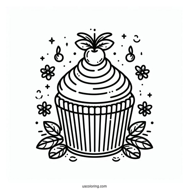 Easy Outline Of a Cupcake To Color
