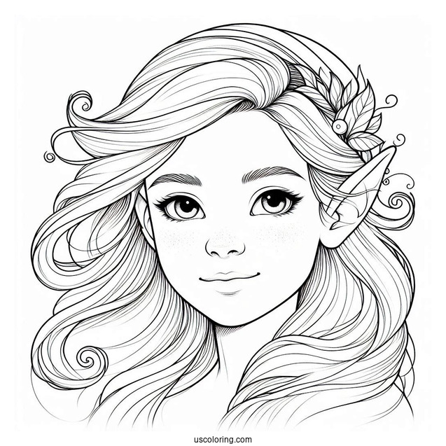Elf Face Coloring Sheet For Kids