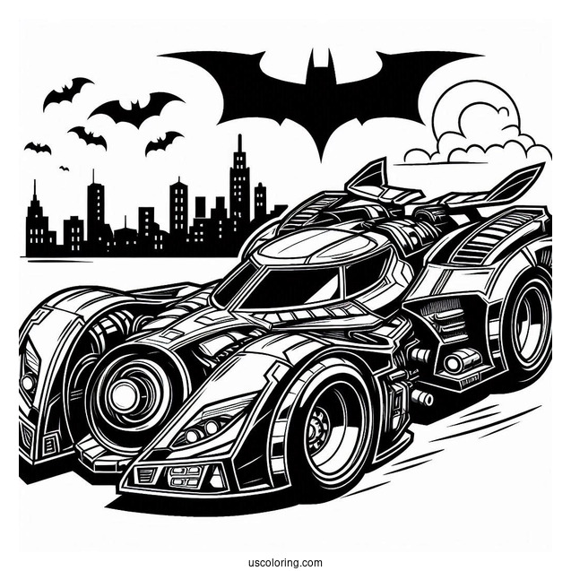 Dark Knight Batmobile Coloring Sheet