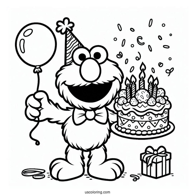 Elmo Happy Birthday Coloring Page For Parties