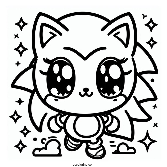 Kawaii Baby Sonic Coloring Page For Kids