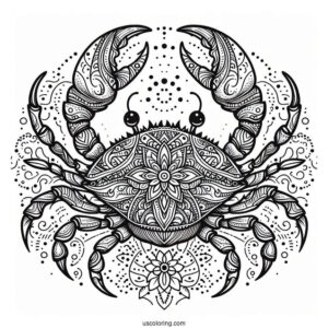 Intricate Crab Coloring Page Mandala