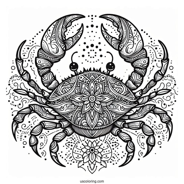 Intricate Crab Coloring Page Mandala