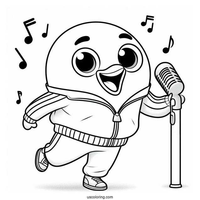 Sing Coloring Page Of Gunter Singing And Dancing In Tracksuit For Kids