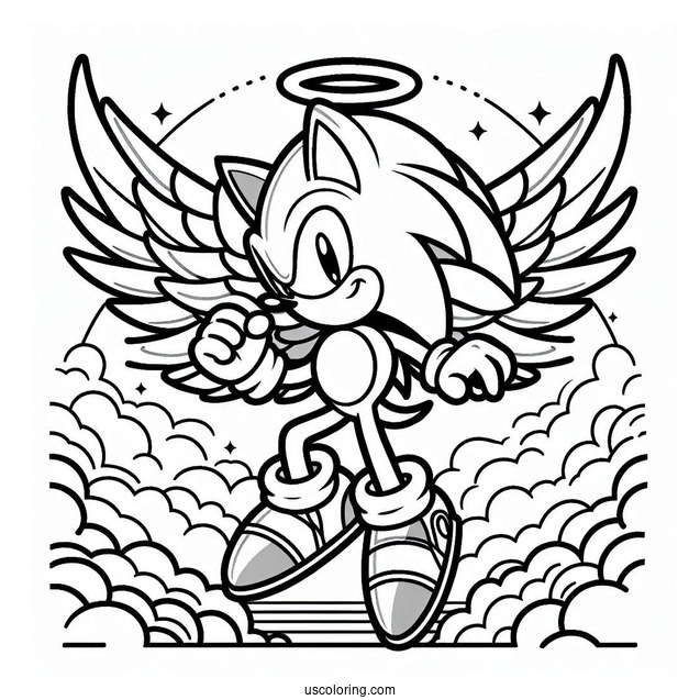 Easy Super Sonic Exe Coloring Page Outline In Angel Island