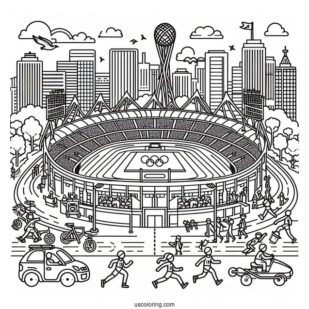 Busy Olympics Coloring Page Of Stadium