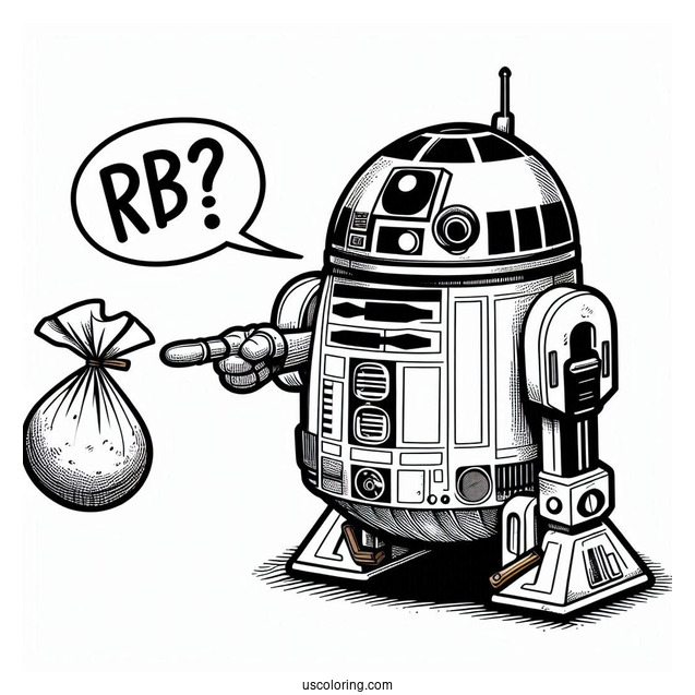 R2-D2 Coloring Page Poking BB8