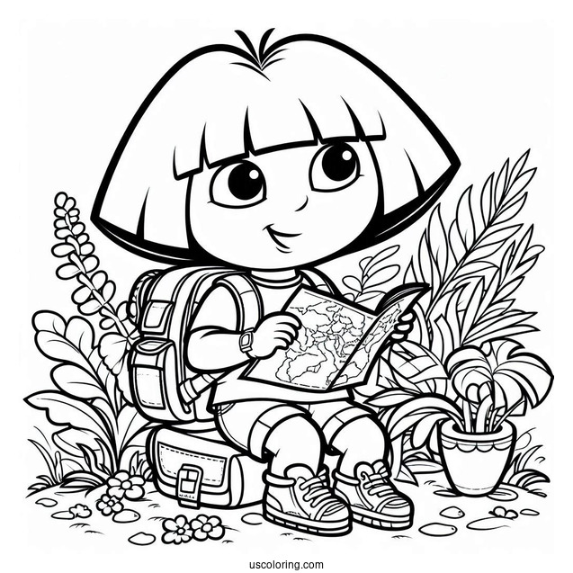 Dora Exploring With Her Backpack And Map