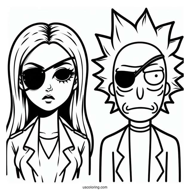 Rick and Morty Coloring Page Of Evil Morty with Eye Patch For Kids