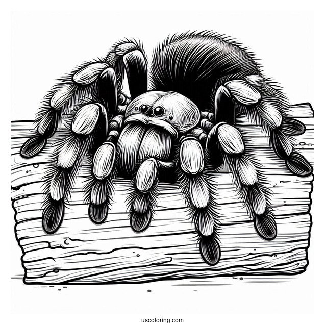 Tarantula Spider Resting On Log To Color