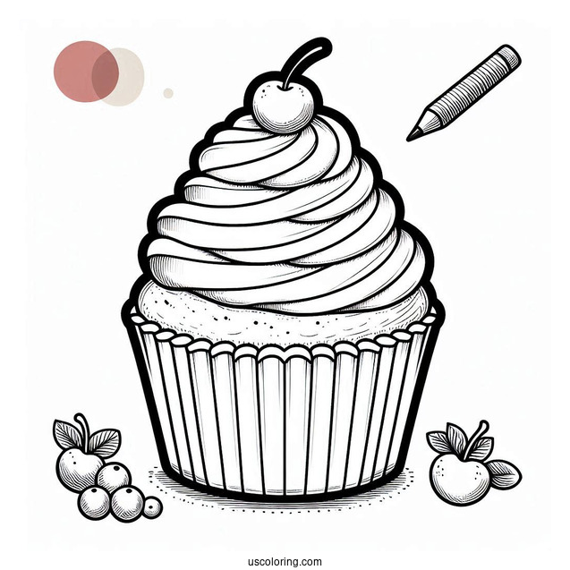 Vanilla Cupcake Coloring Sheet