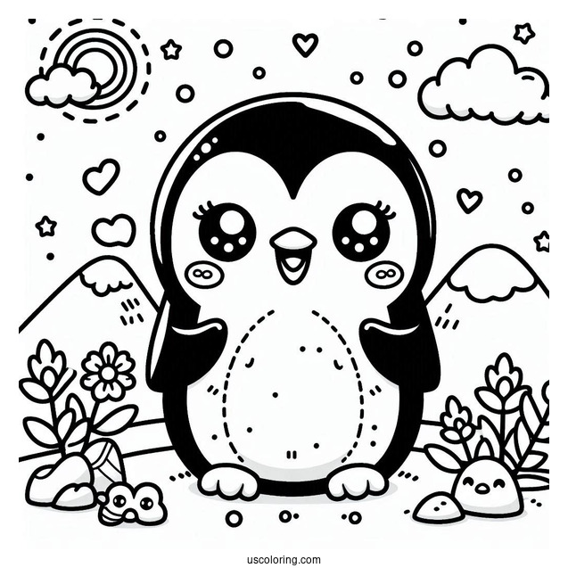 Cute Kawaii Coloring Page For Kids