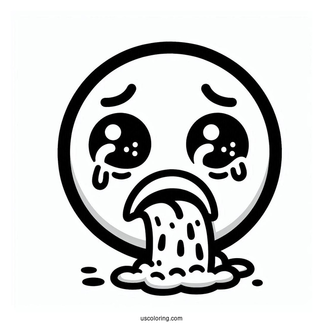 Easy Face Vomiting Emoji Coloring Page