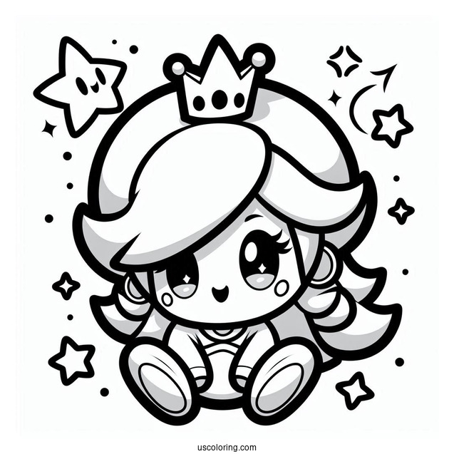 Kawaii Rosalina Coloring Page With Luma For Kids
