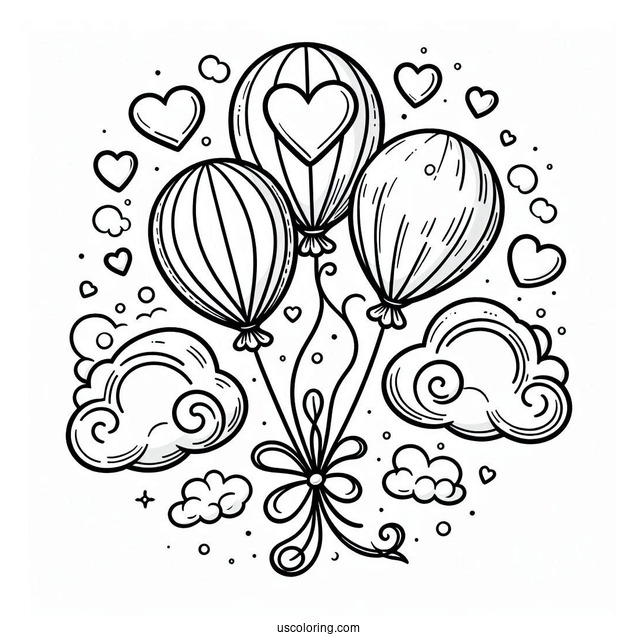 Coloring Page Of Three Balloons
