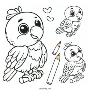 Kids Coloring Page Of a Parrot