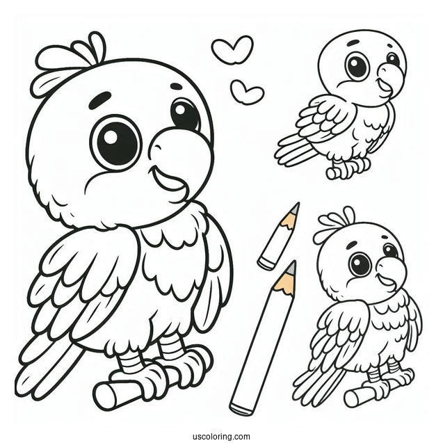 Kids Coloring Page Of a Parrot