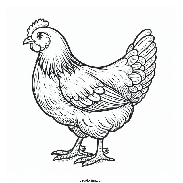 Easy Outline Of a Common Farm Chicken