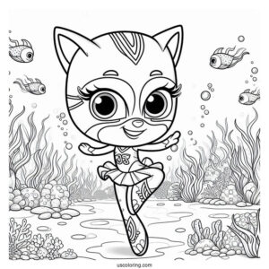 PJ Masks Coloring Page Of Octobella Dancing Underwater