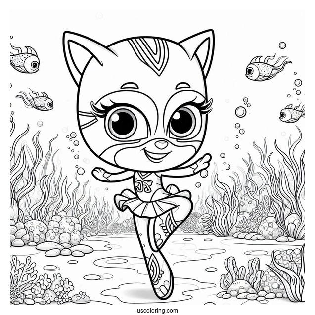 PJ Masks Coloring Page Of Octobella Dancing Underwater