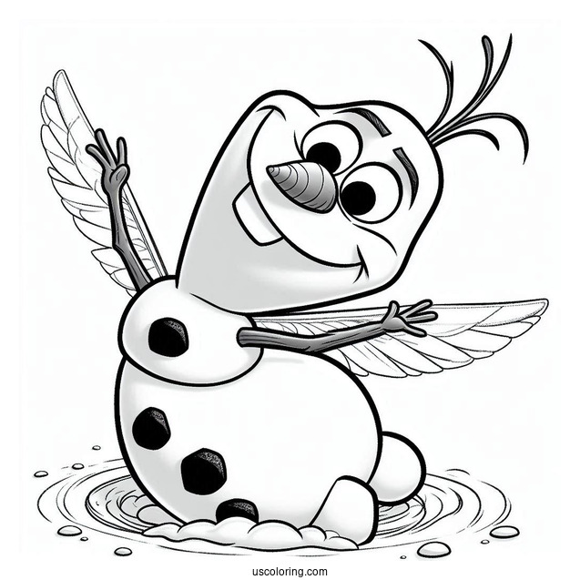 Olaf Making A Snow Angel To Color