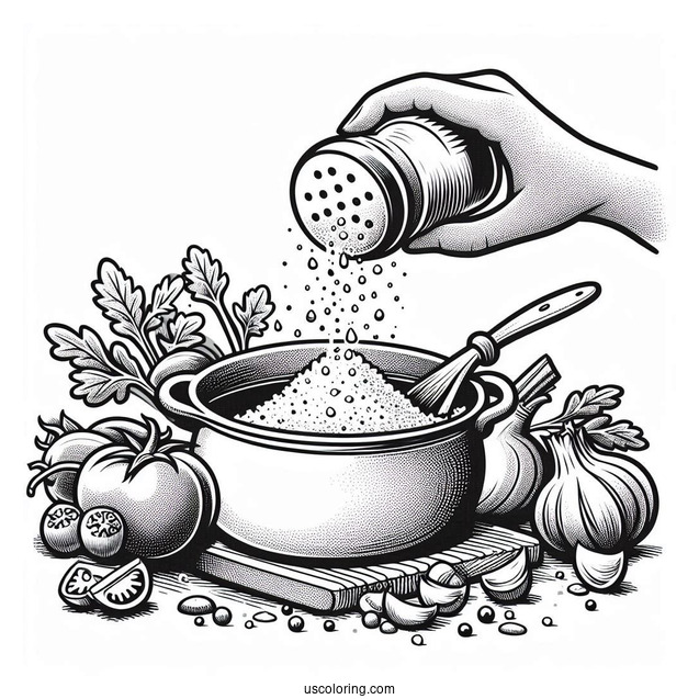Ratatouille Coloring Page Adding Salt To A Pot For Kids