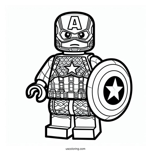Lego Captain America Coloring Page