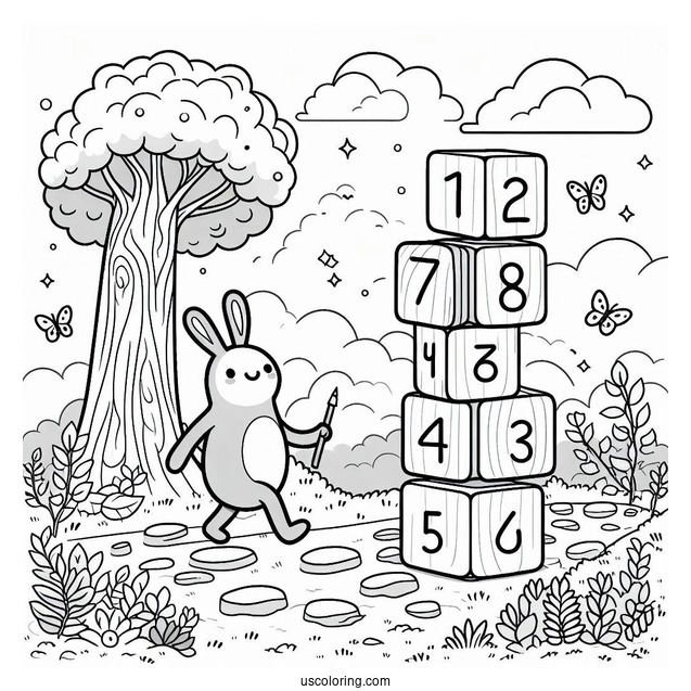 Numberblocks Coloring Page 4 Taking A Walk