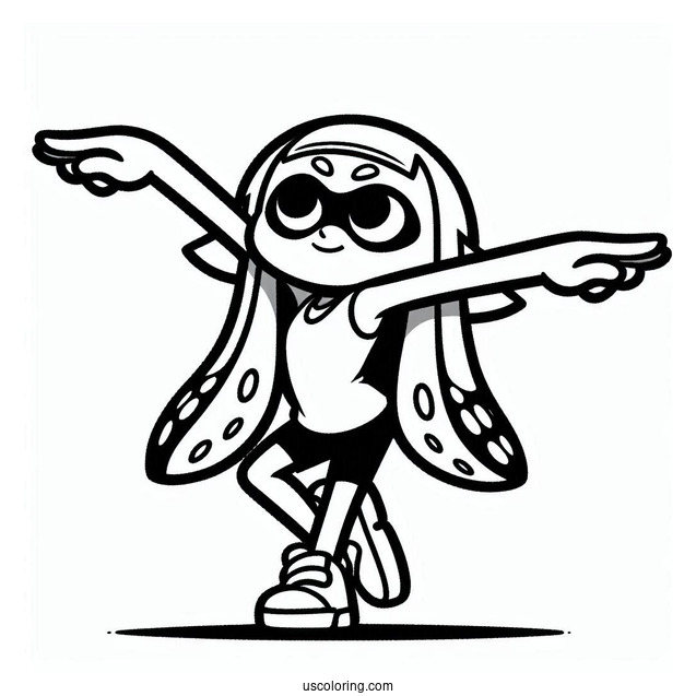 Splatoon Coloring Page Of Easy Agent 3 Stretching Arms Outline For Kids