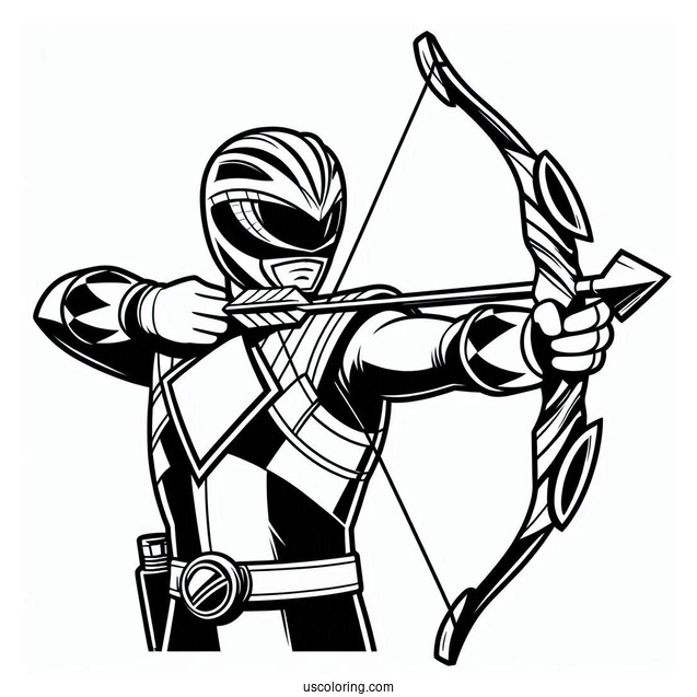 Power Ranger Holding Bow Coloring Sheet